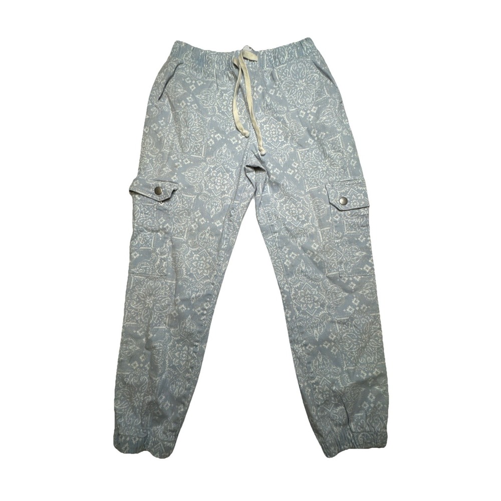 Celebrity Pink‎ Womens Paisley Cargo Jogger Pants Blue White Size S 3-5 Utility